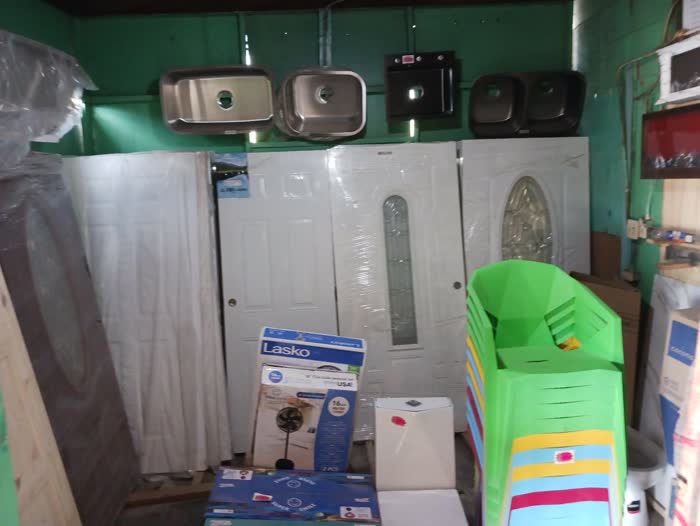 Doors stacked in the display room
